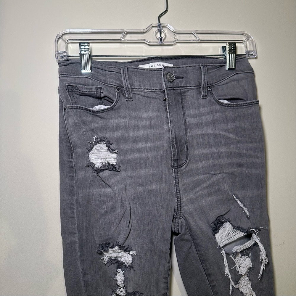 PacSun Gray Skinny Distressed Jeans